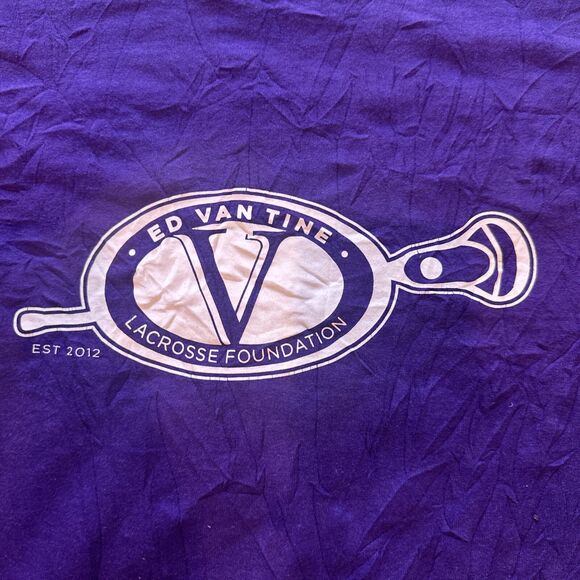 Hamburg Lacrosse Bulldog EST 1976 Coachs Vs Cancer Purple Shirt Mens Large - Picture 10 of 10